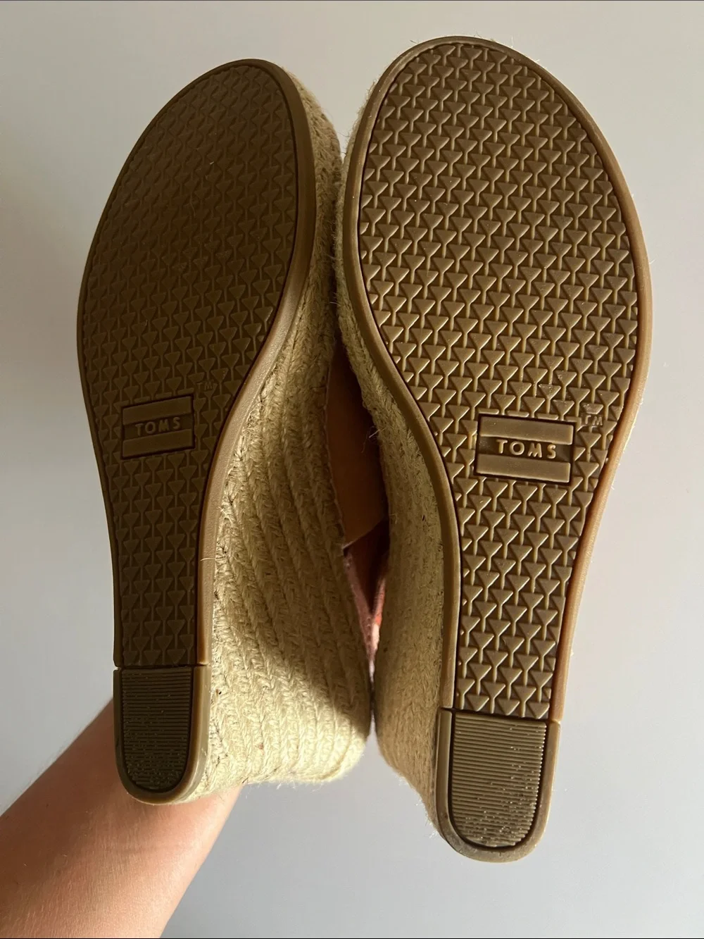 Toms Pink Suede Espadrille Wedge Sandals Size: W8